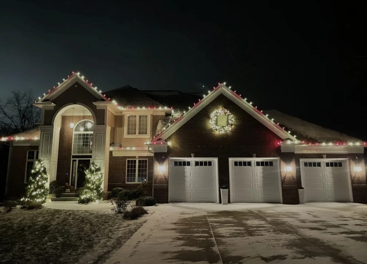 Elegant Christmas lighting on a Southside Corpus Christi home at night